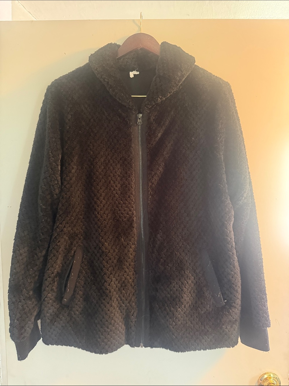 Ideology Women’s Black Plush Zip-Up Jacket Sz L